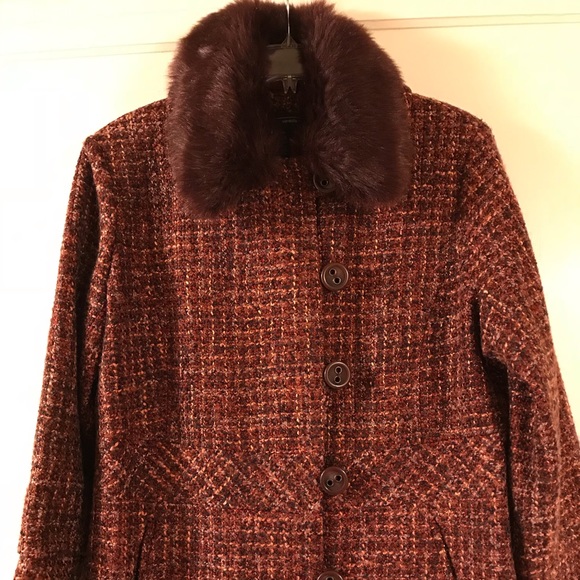Venezia Jackets & Blazers - Lane Bryant Burgundy Tweed Winter Coat 18/20